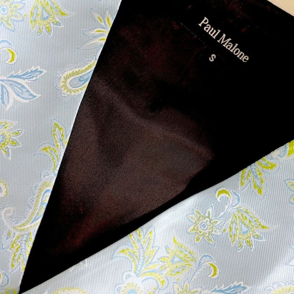 Paul Malone Mens Floral Paisley‎ Formal Tuxedo Vest Waistcoat Light Blue Size S
